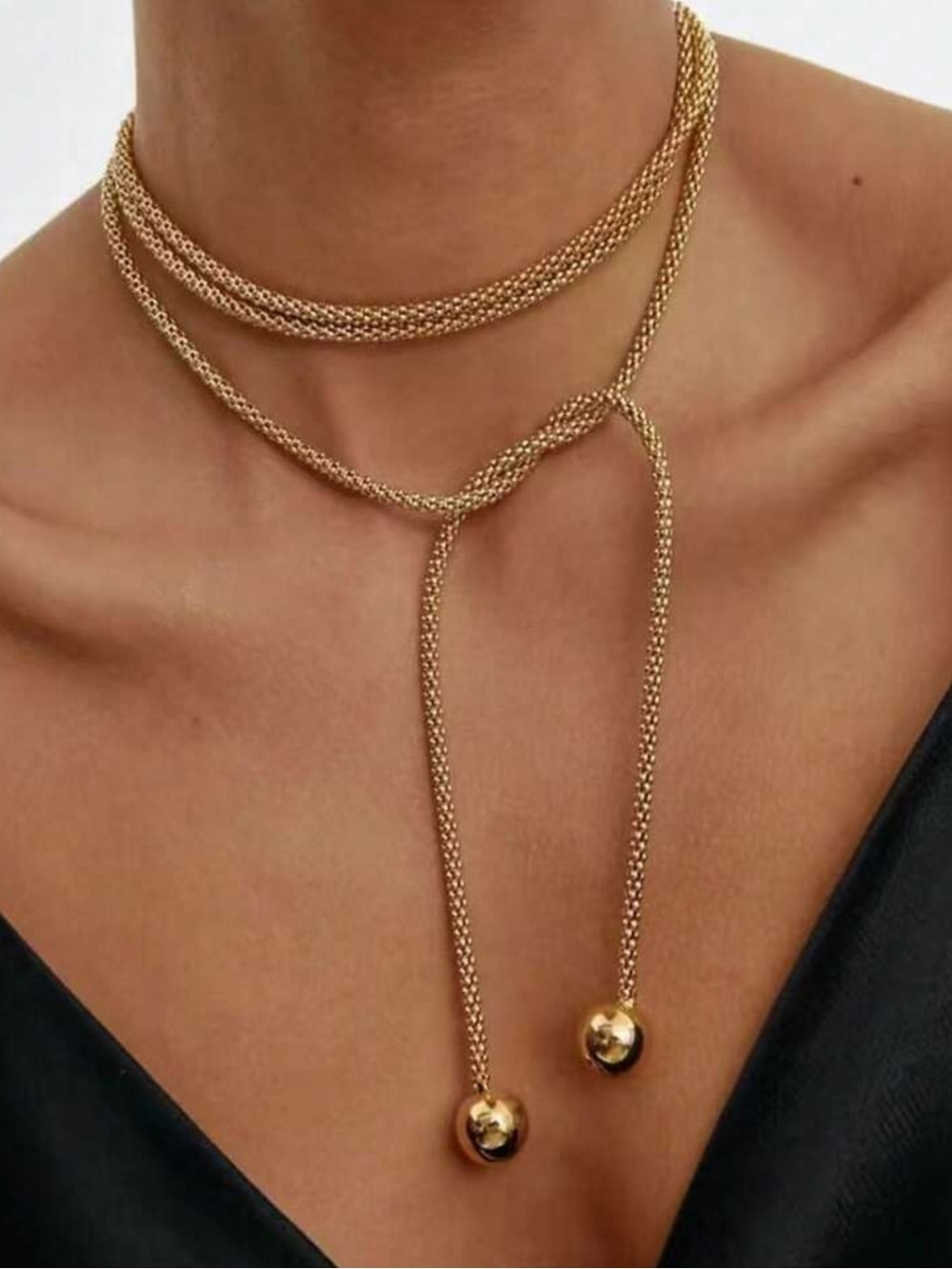 Gold Rope Lariat Necklace - Picture 2 of 2